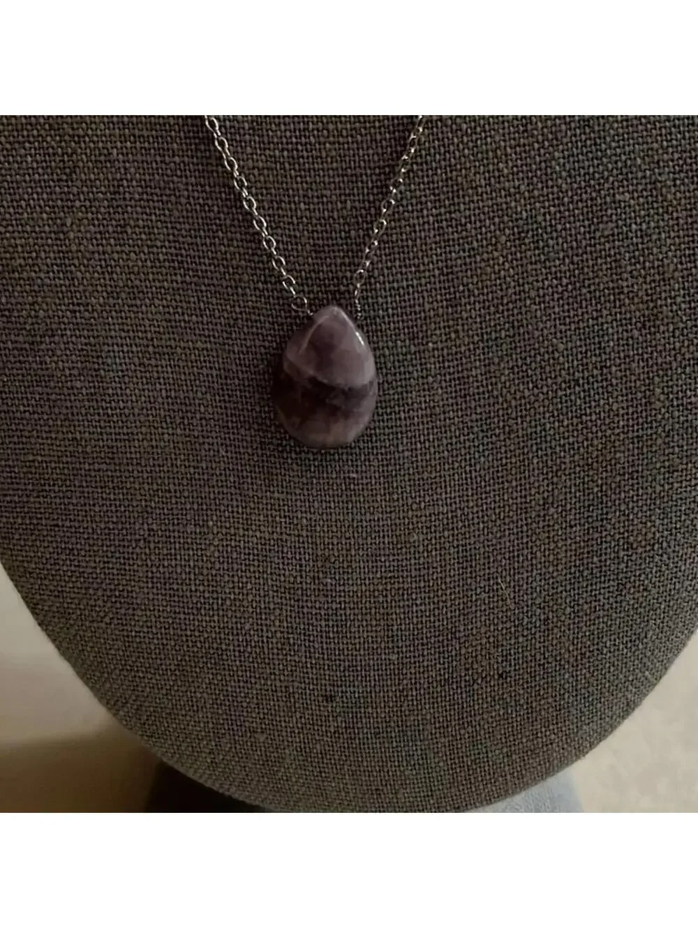 Amelia Rue Amethyst pendant necklace w silver chain  / matching earrings NWOT